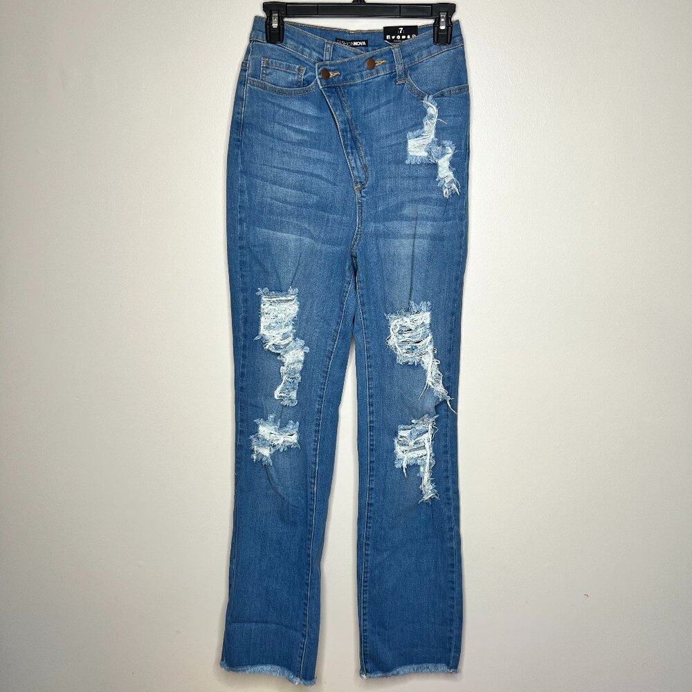 NWT! Fashion Nova "Don't Get Crossed Over Slouch Fit" High Rise Jeans Size 7 - Picture 6 of 15